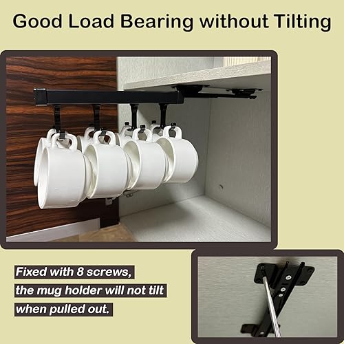 Miniatura 6 de XRMAO Soporte para tazas debajo del gabinete, soporte extraíble para taza de café, soporte colgante para taza de café para barra de café, estante