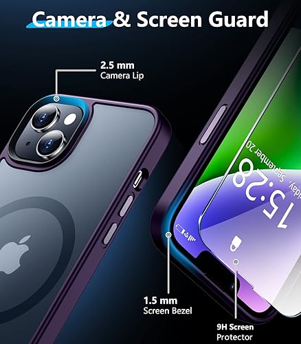 Miniatura 5 de Temdan Funda magnética para iPhone 13, protección militar contra caídas compatible con MagSafe 2 piezas protector de pantalla de vidrio Funda