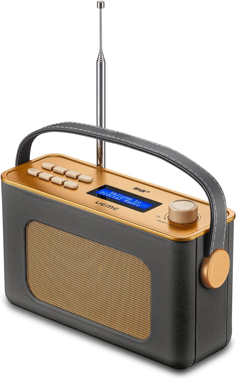 UEME Retro DAB/DAB+ FM Wireless Portable Radio with Bluetooth (Charcoal