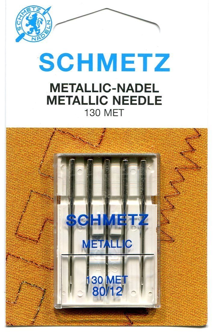 Schmetz Metallic (Metafil) Sewing Machine Needles, Thickness Size 80/12 (Flat Shank, 130/705, 130 MET)