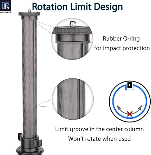 Miniatura 7 de Columna central de trípode-INNOREL ER40C, 10 capas de fibra de carbono de 1.8 pulgadas1.575 in, tubo de media columna, barra de extensión
