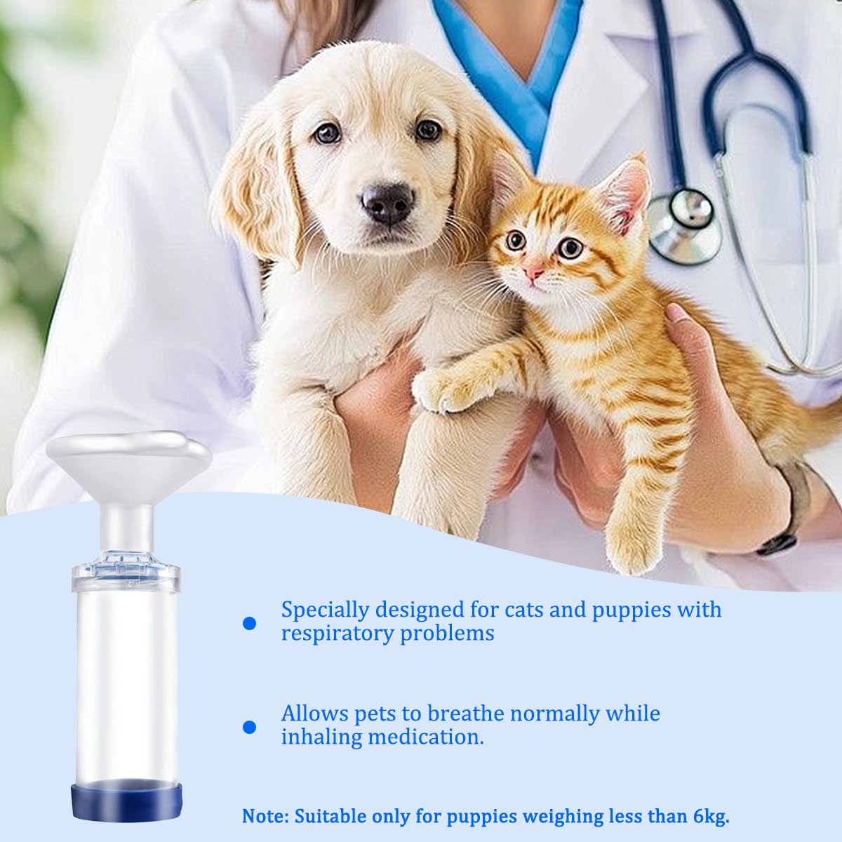 Aerosolkammer Inhalator für Haustiere Inhalationsgerät Aerosolkammer Medikamentenverabreicher Aerosol Inhalator mit Masken hilft Haustieren Inhalator Spacer Katze pet für Katzen und Hunde