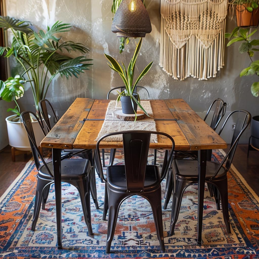 Metal Dining Chairs Set of 2,Stackable Tolix Chair Indoor/Outdoor for Kitchen,Cafe,Restaurant,Bistro & Patio Multiple Colors(Matte Black)