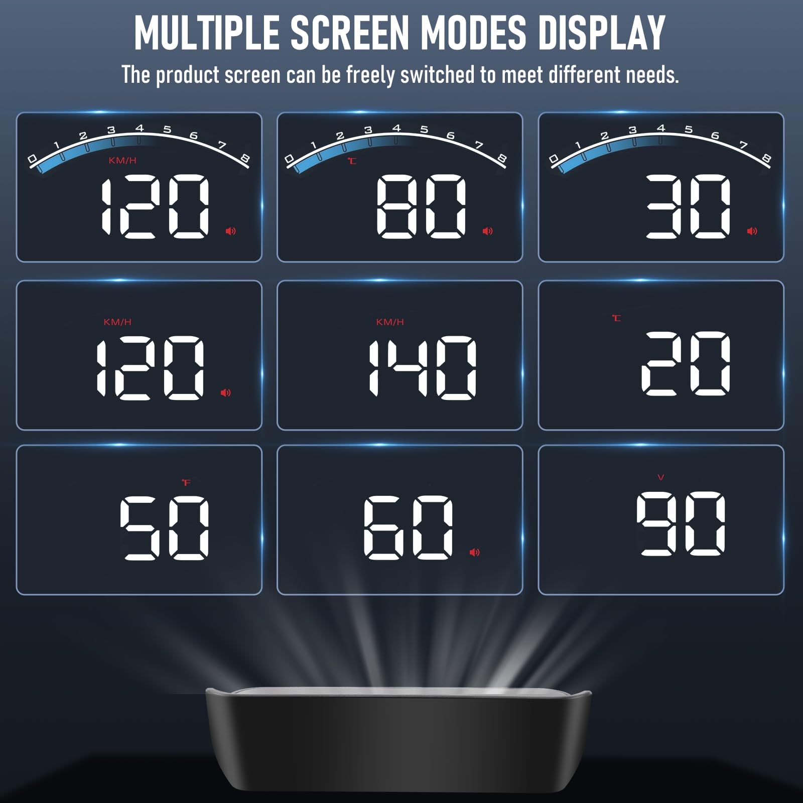 KAOLALI M6S Coche Heads-up Display, OBD2 Velocímetro Coche MPH, Parabrisas Proyector, Pantalla de 3,5 Pulgadas, con La Velocidad MPH, Pantalla de Temperatura del Agua Alerta de Seguridad de Velocidad