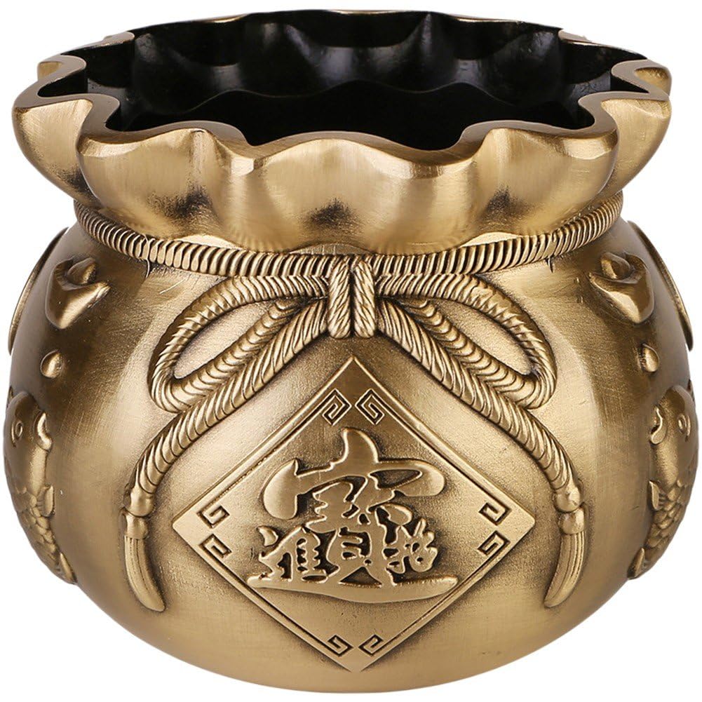 Lavabo del tesoro y cornucopia de latón Hrippy, adorno de cubo de riqueza Feng Shui