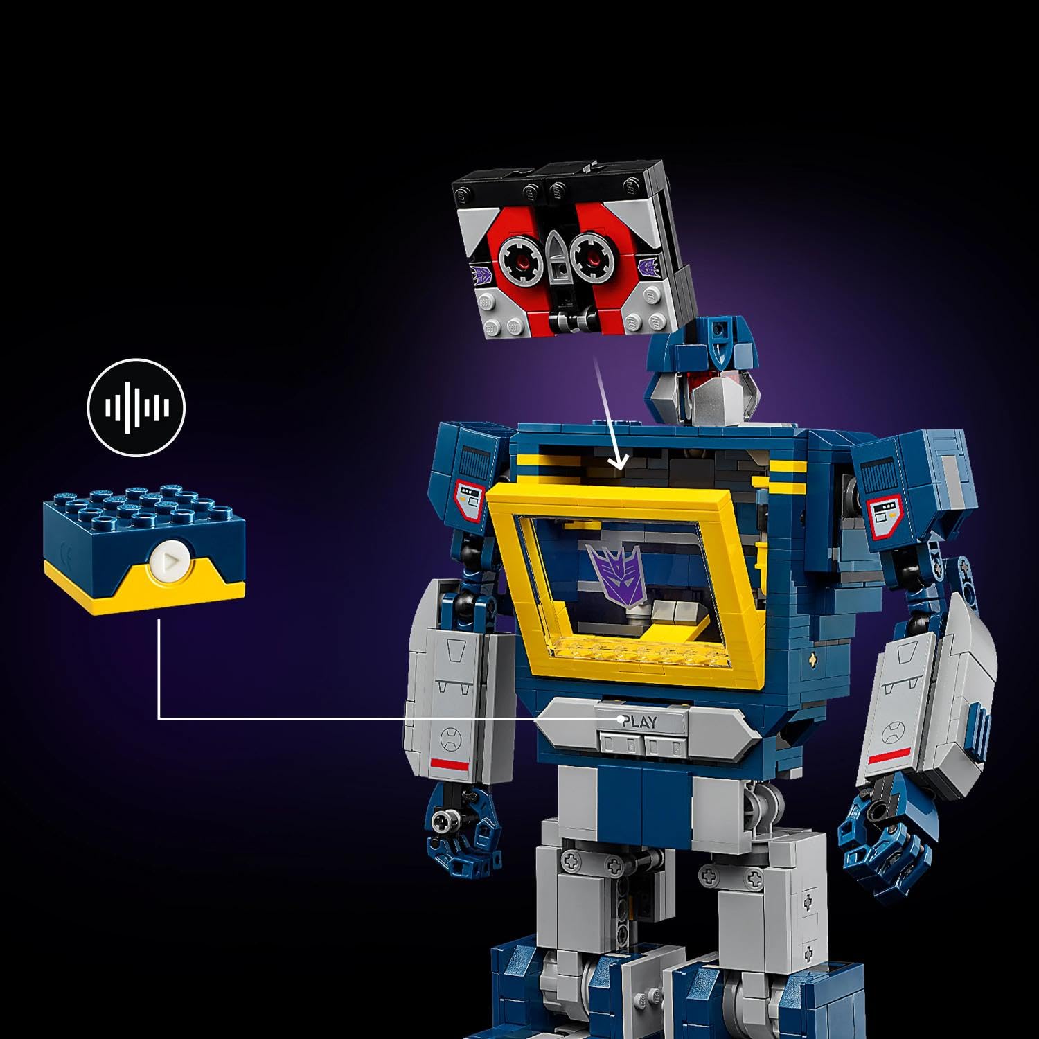 LEGO Icons Transformers: Soundwave 10358 | Model kolekcjonerski, zestaw konstrukcyjny dla dorosłych, prezent dla fana Transformers, dekoracja z klocków, 1505 elementów