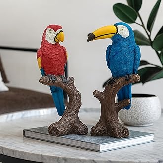 Xtore Parrot Love Couple Vastu Bird Figurine Showpiece Sitting on Tree for Home Decor (Pack of 1, Multicolor)