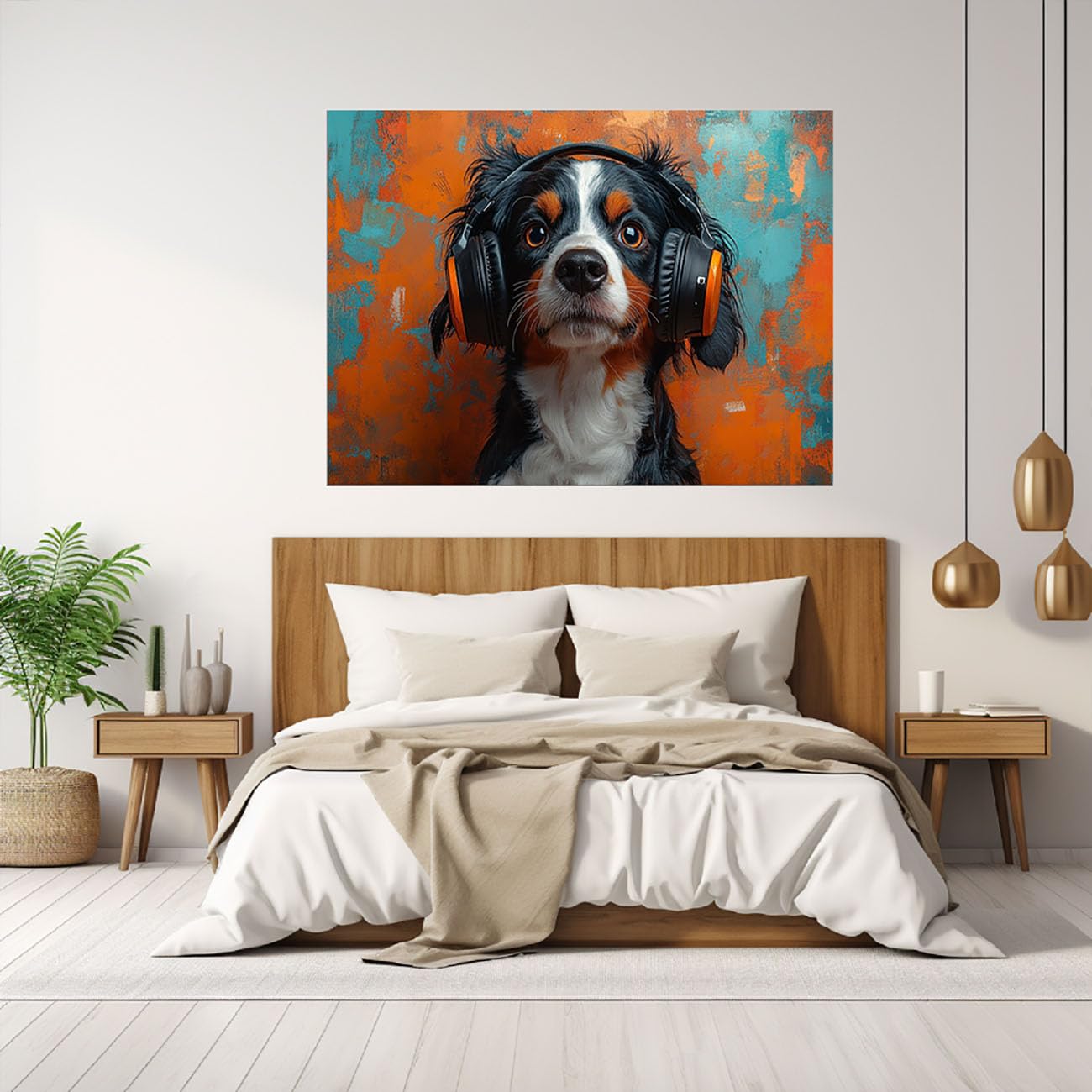 WIKEO Africa Animales Cuadro En Lienzo Impresión Cartel divertido de música animal Fotos para Salon, Baño,Comedor Poster Cuadro Habitacion Infantil Regalo（Naranja-50x70cm Enmarcado
