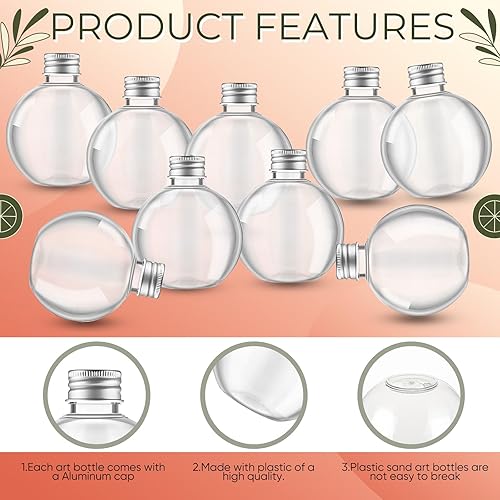 Miniatura 3 de Jinei 30 botellas de plástico con forma de bola de 6 onzas, botellas esféricas de plástico transparente para poción, bolas de adorno de cóctel de