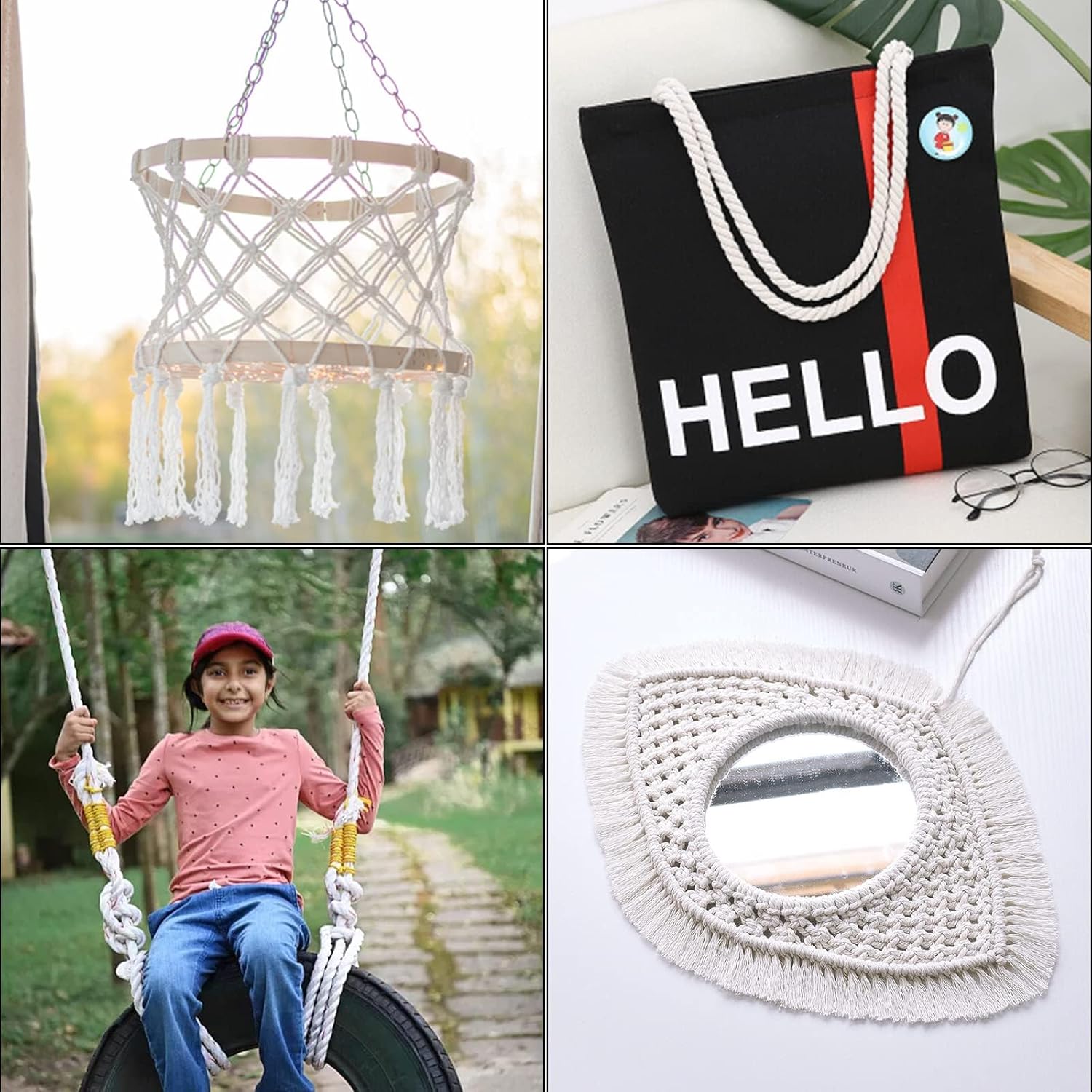 White Cotton Rope (1 inch x 50 feet) Natural Thick Strong Rope for Crafts, Sports Tug of War, Hammock, Home Decorating Twisted Rope