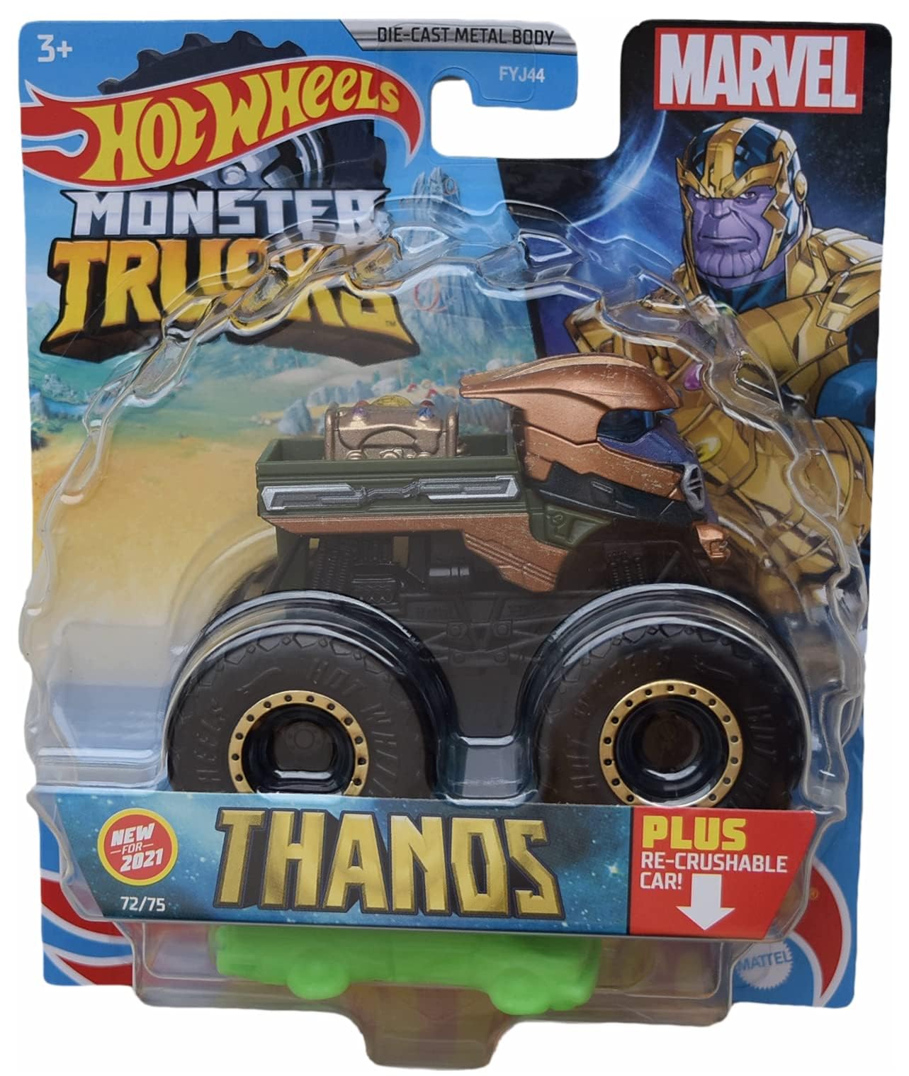 Hot Wheels Monster Trucks Thanos, Re-Crushable Car 72/75