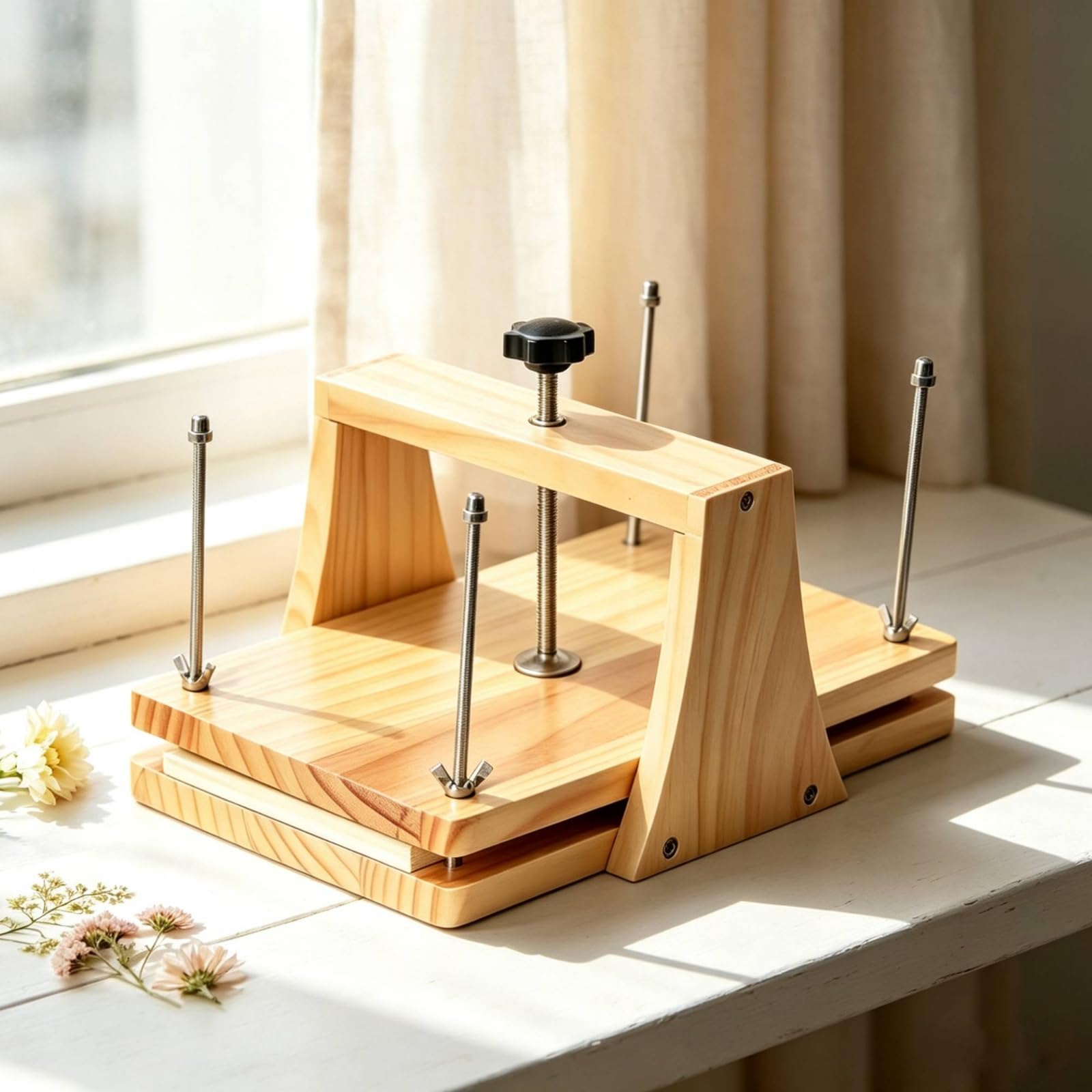 Holzblumenpresse schnelltrocknend Blumenpresse mit Schraubverschluss rechteckig Pflanzenpresse für Bastler, Hobbygärtner, Bastelzimmer