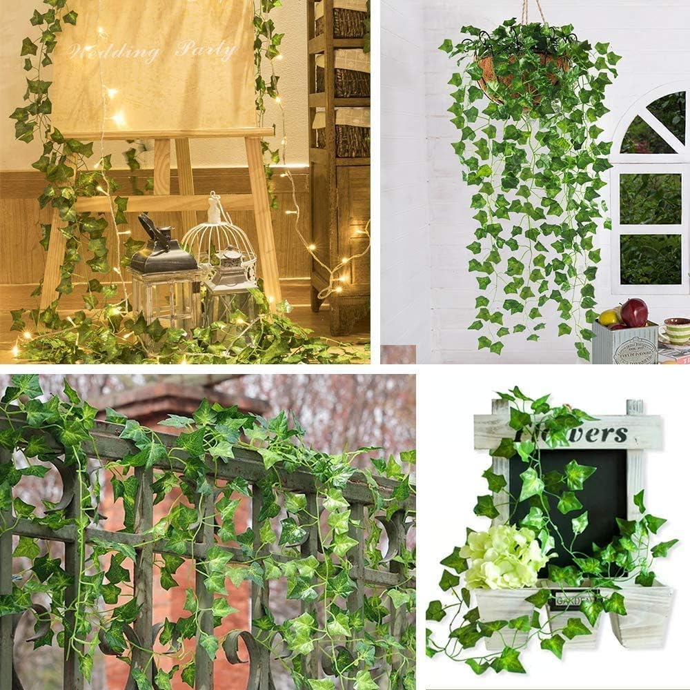 Artificial Ivy Garland, Fake Vines Green Leaves Fake Plants Hanging Vines Plant Greenery Garland for Bedroom Wedding Party Garden Wall Room Decor (8)