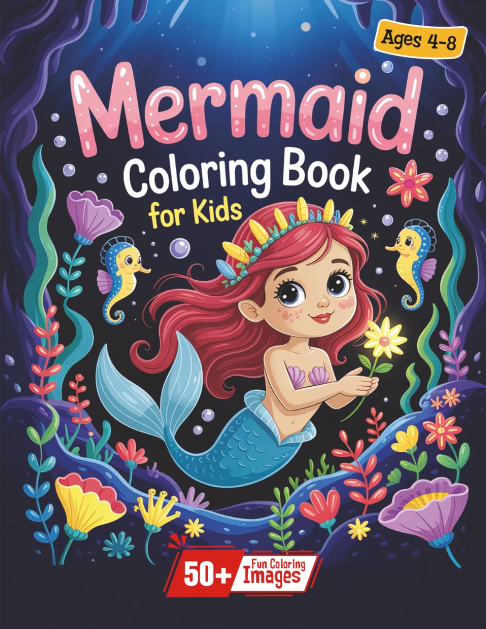 Mermaid Coloring Book for Kids: Cute Ocean Princess Coloring Pages with Underwater Animals, Seashells and Magical Sea Adventures for Ages 4–8