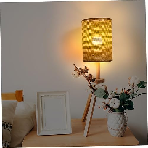 Miniatura 5 de Pantallas de lámpara para lámparas de mesa, pantalla de ratán tejida blanca, pantalla de tambor fácil de instalar