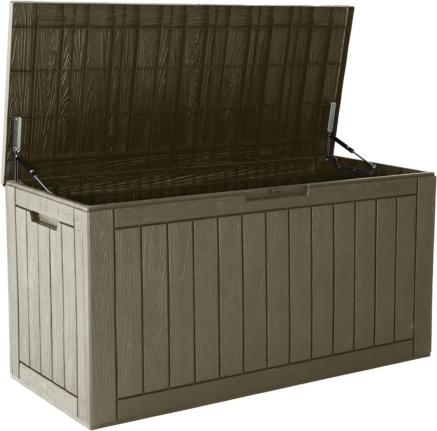 Baulera Exterior Impermeable 130L para Almacenaje Terraza, Rayado Gris