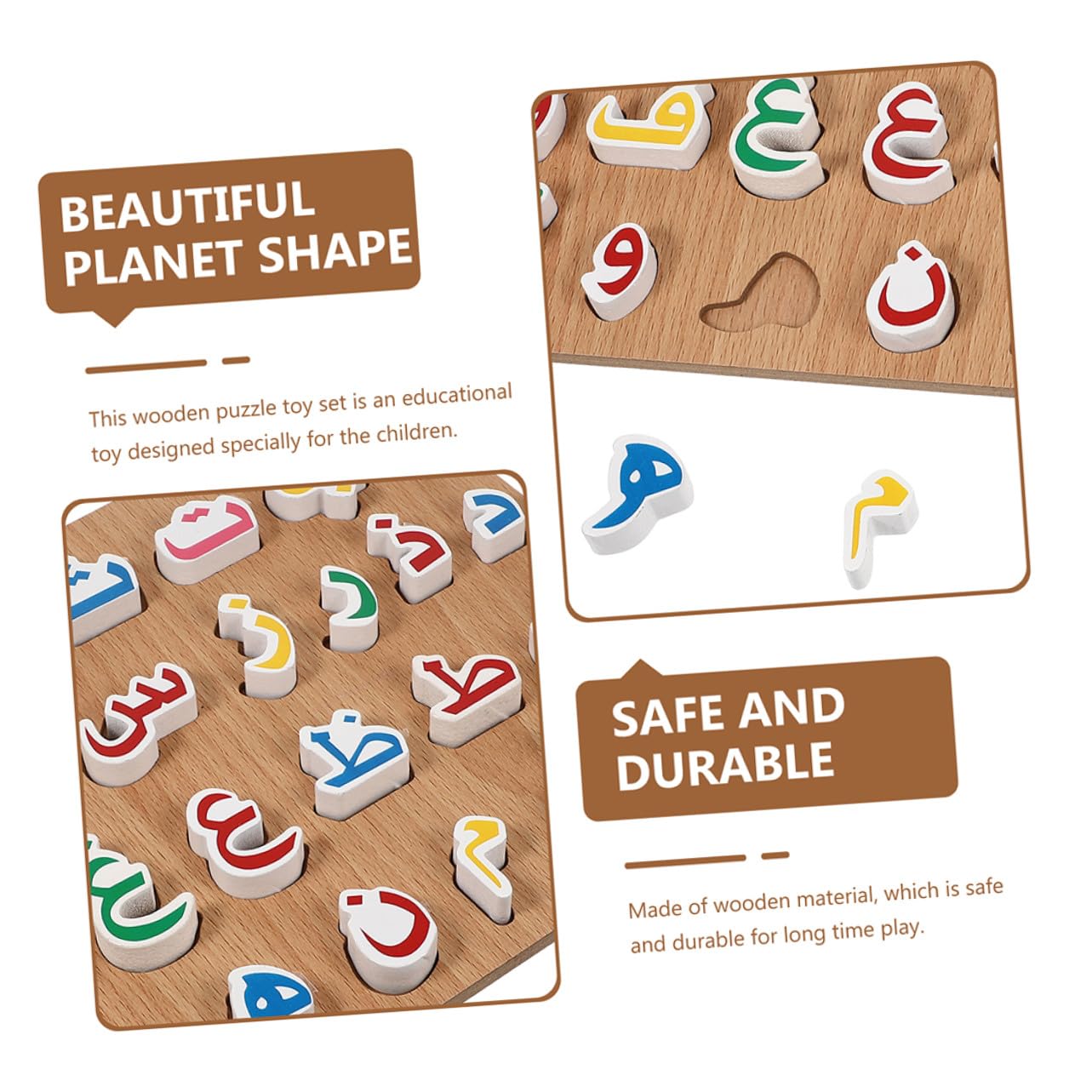Puzzle in Legno 2 Set, Gioco Educativo per Bambini | Alfabeto Orientale, Presa Semplice e Bordi Lisci, Adatto a Scuola e Insegnamento Domestico