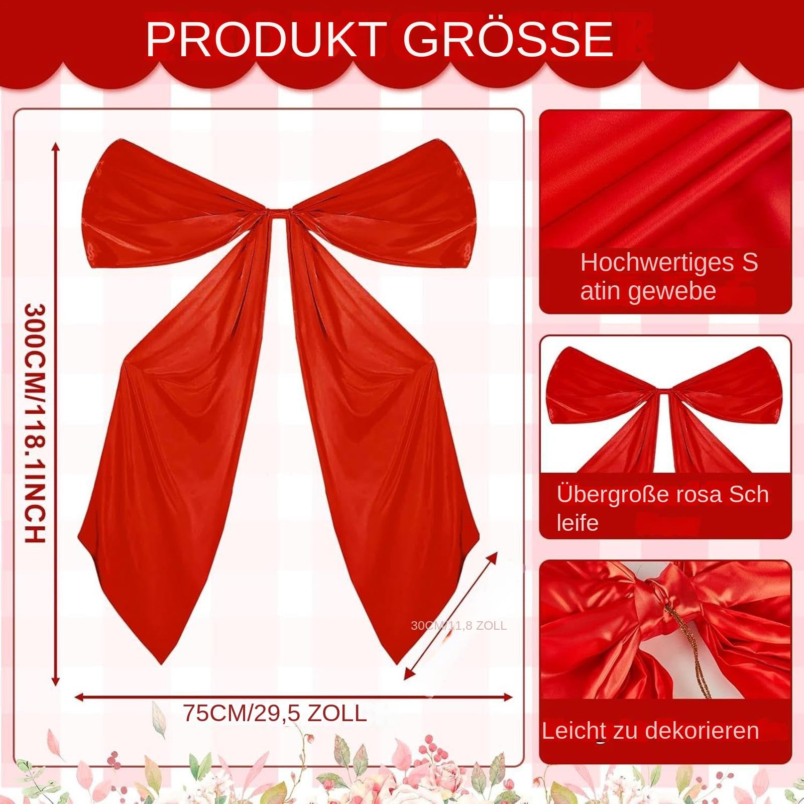 Generisch Fiocchi decorativi extra grandi, 300 x 75 cm, decorazione per