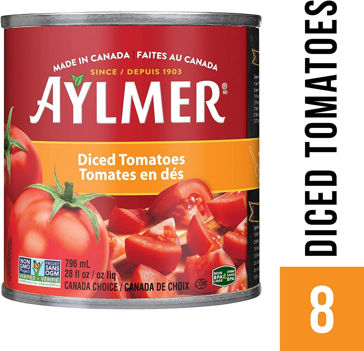 Aylmer Diced Tomatoes, 796 ml, Pack of 8 - 5
