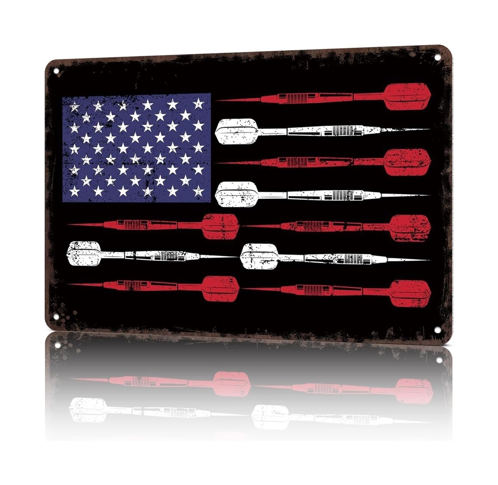 NWPNLXEA School Patriotic Darts Metal Wall Decor USA Theme Signage For Pub Lounge Sports Bar 8 X 12 inch