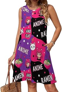 Women's Sleeveless Sundress, Versatile Tank Dress Knee-Length for Home, Office, Travel
