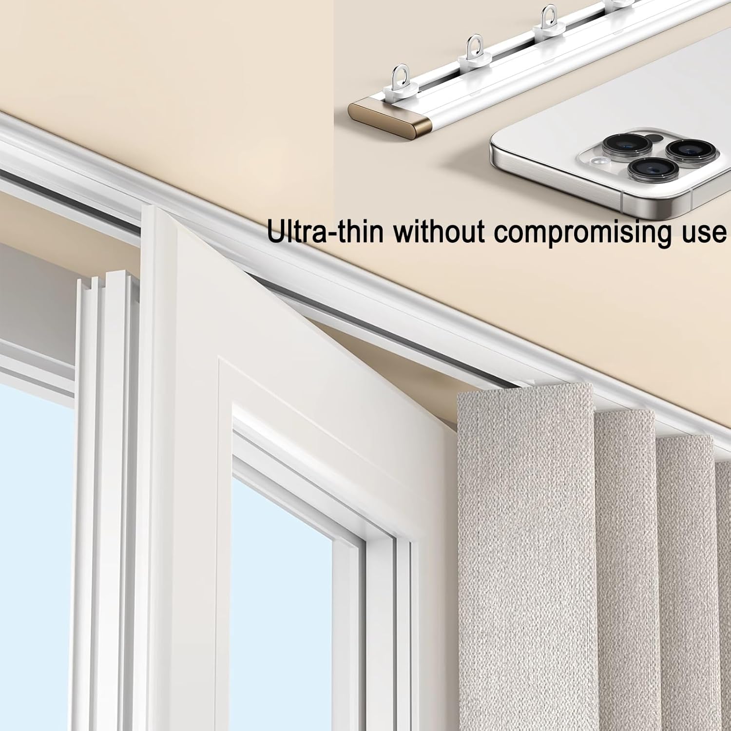 サイレントシングルカーテントラック天井マウント/壁取り付け、アルミトラックカーテンレールセット、寝室/窓/ホテルドロップ天井カーテン