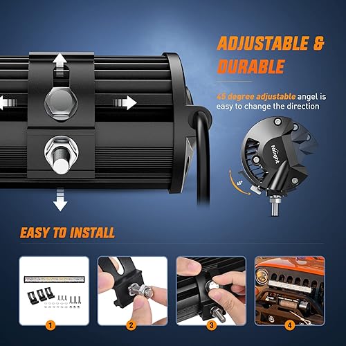 Miniatura 8 de Nilight Barra de luz LED de 26 pulgadas y 540 W, inundación puntual ámbar y blanco, estroboscópica, 6 modos con función de memoria, todoterreno,