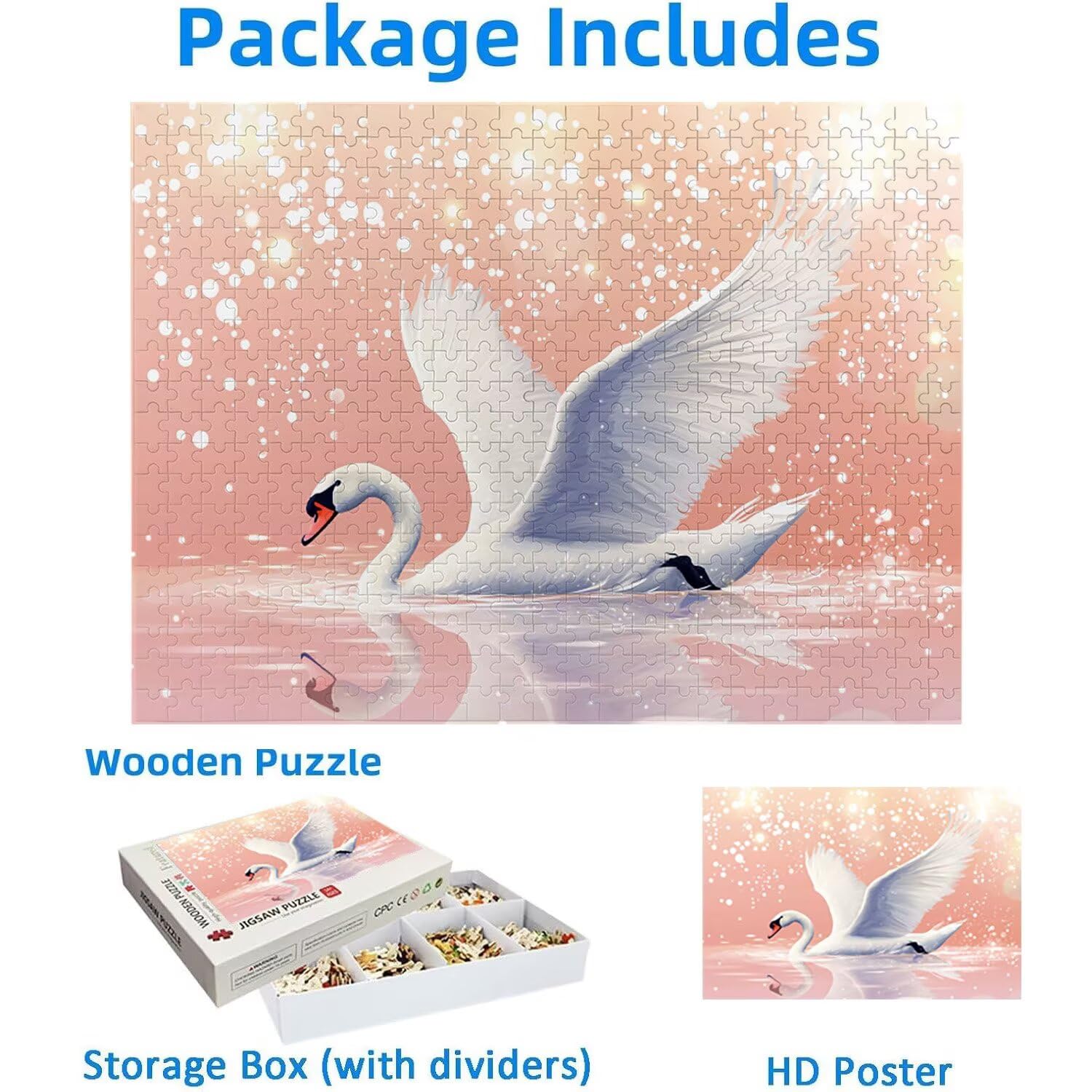 1500 Pezzi di Puzzle, Cigno1500 Pezzi di Puzzle per Adulti, Regalo di Anniversario, Regalo di Natale, Decorazione Della Casa, Prevenzione Della Degenerazione Cerebrale Negli Anziani v-805