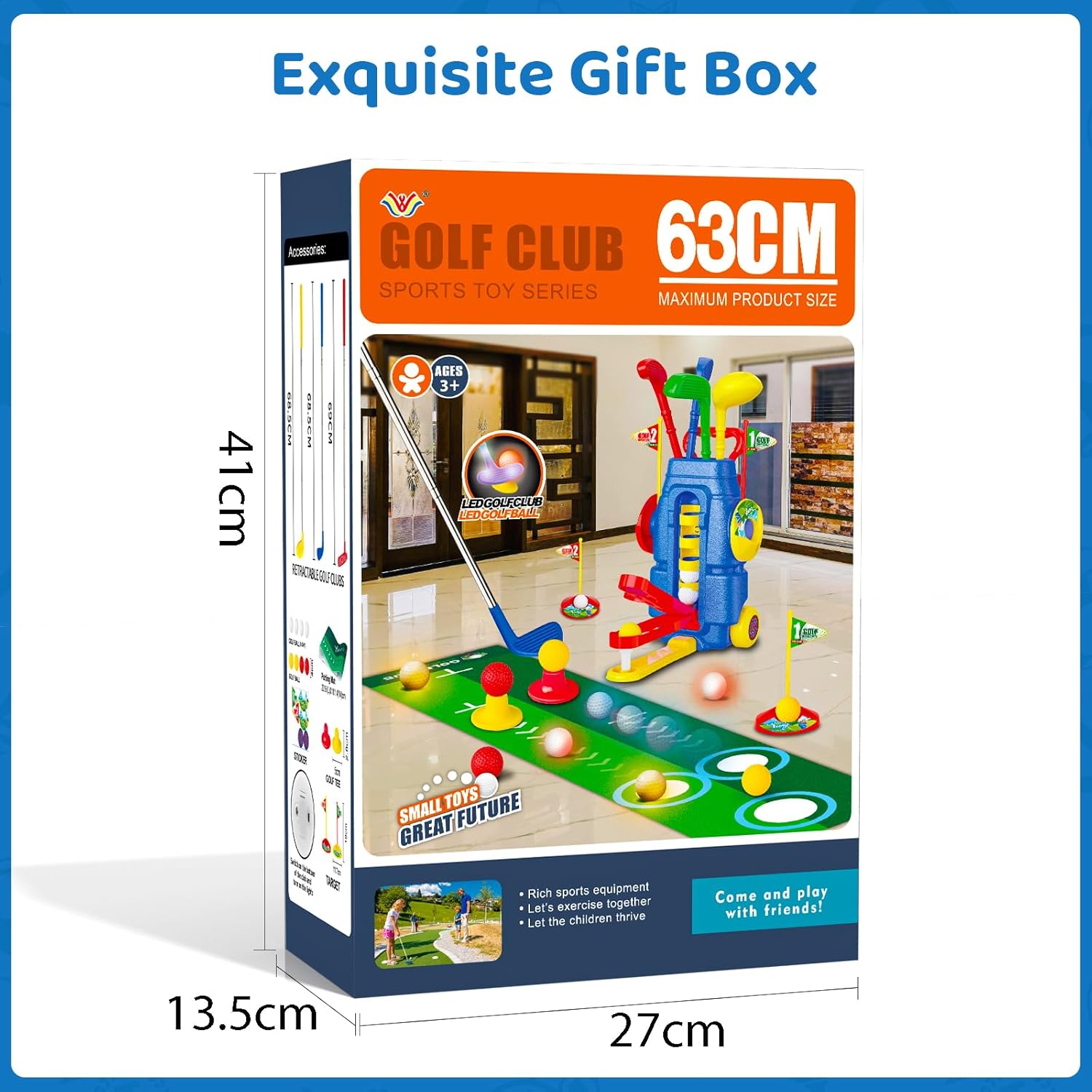 Kids Golf Clubs Set, Toddler Golf Toys With 8 Balls 3 Golf Clubs 1 Cornhole Board Putting Mat, Indoor Outdoor Sports Game, Upgraded Golf Cart And Shoulder Strap, Mini Golf Kit Gift For Boys Girls 3+ - Image 8