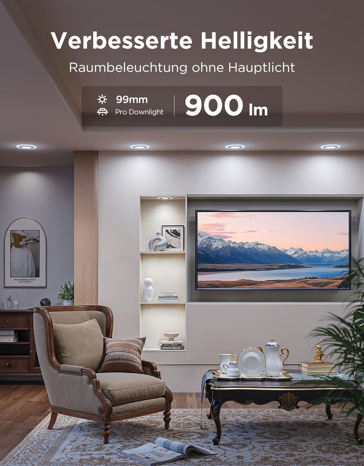 Govee Smart Einbaustrahler LED RGBWW 230V 900LM 11.5W Kompatibel mit Matter Alexa Dimmbar 2700K-6500K 99mm 4 Stück