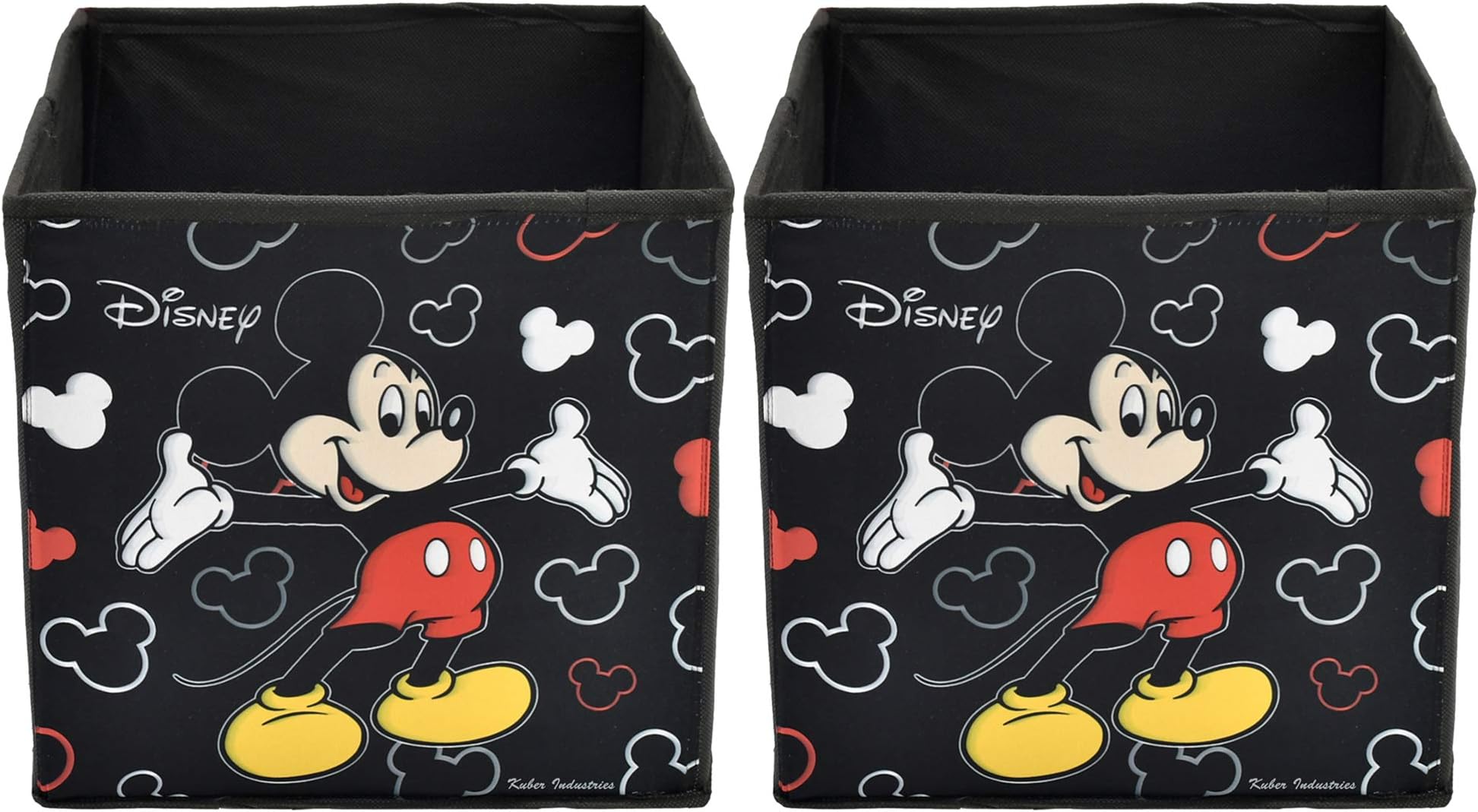 Fun HomesDisney Mickey Mouse Print Non Woven Fabric 2 Pieces Foldable Large Size Storage Cube Toy,Books,Shoes Storage Box With Handle,Extra Large (Black) (Fun0824)