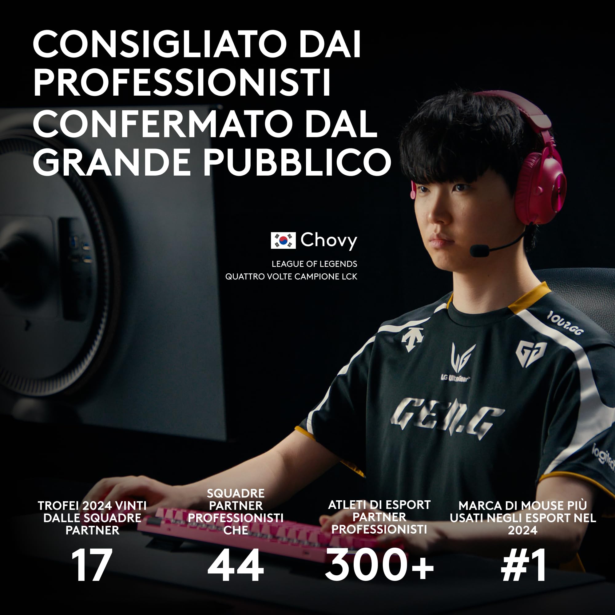 Logitech G PRO 2 LIGHTSPEED Mouse da gioco senza fili, East Europe Pachage, fino a 4 pulsanti laterali magnetici personalizzabili e commutabili, ricarica USB-C, sensore da 32k DPI per PC/Mac