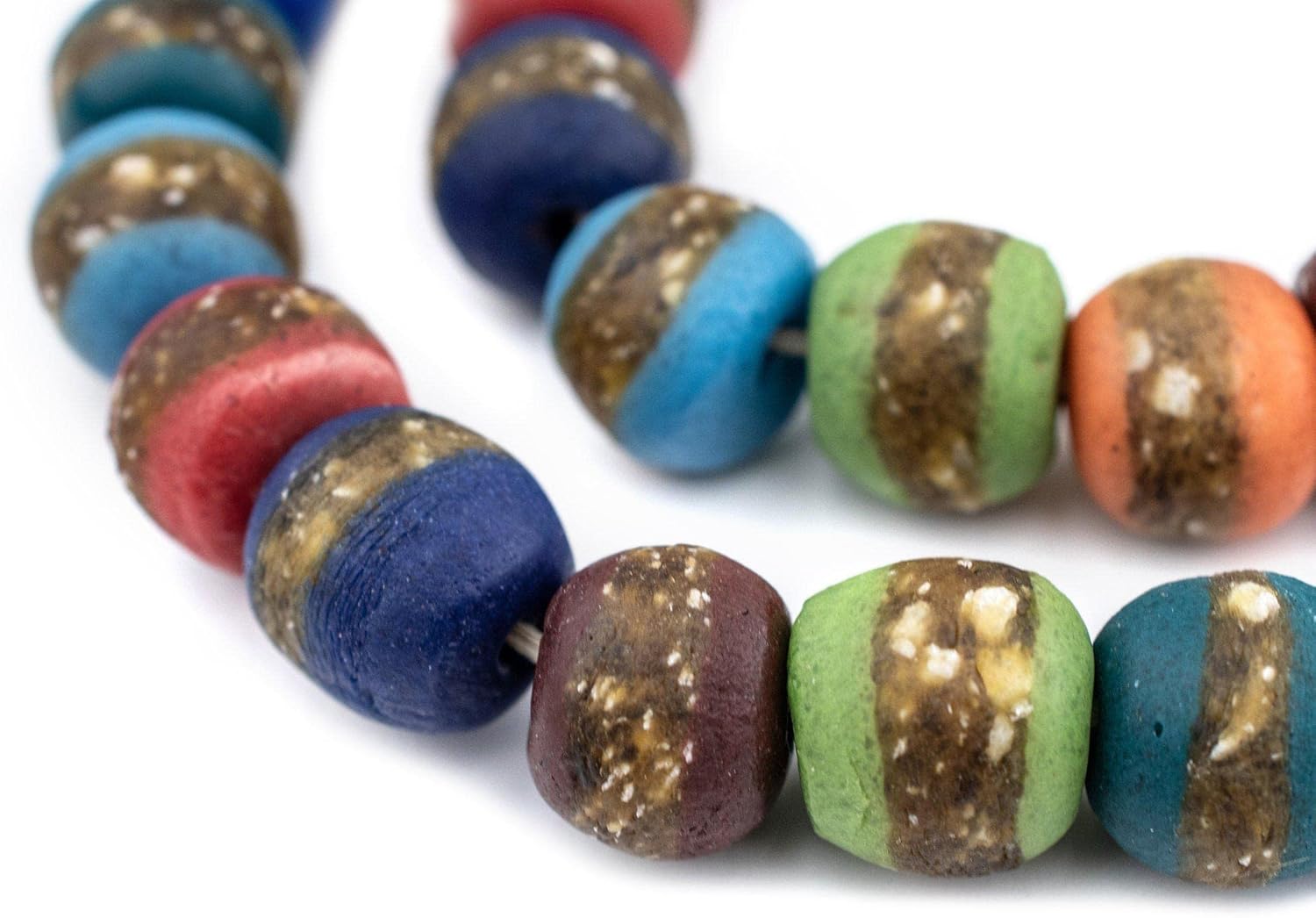 The Bead Chest African Kente Beads - Full Strand of Krobo Glass Beads (Medley)