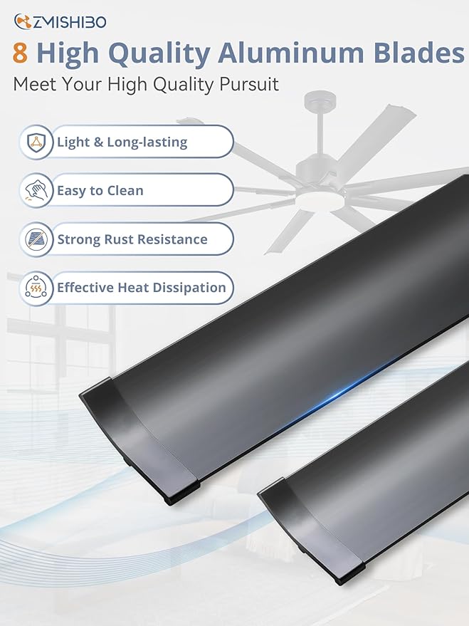 Ventilador de Techo 72 Pulgadas con Luz y Control Remoto, 6 miniatura 4