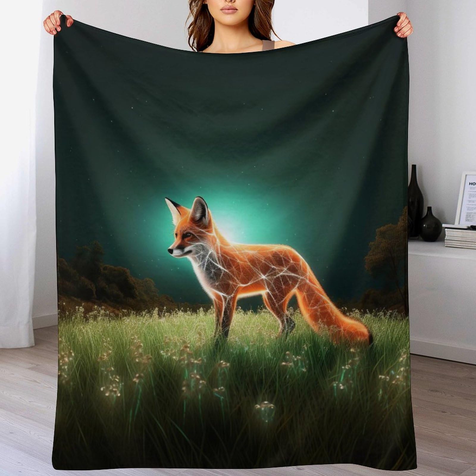 Couverture renard plaid flannel douce toutes saisons jeté de canapé lit voyage 100x130