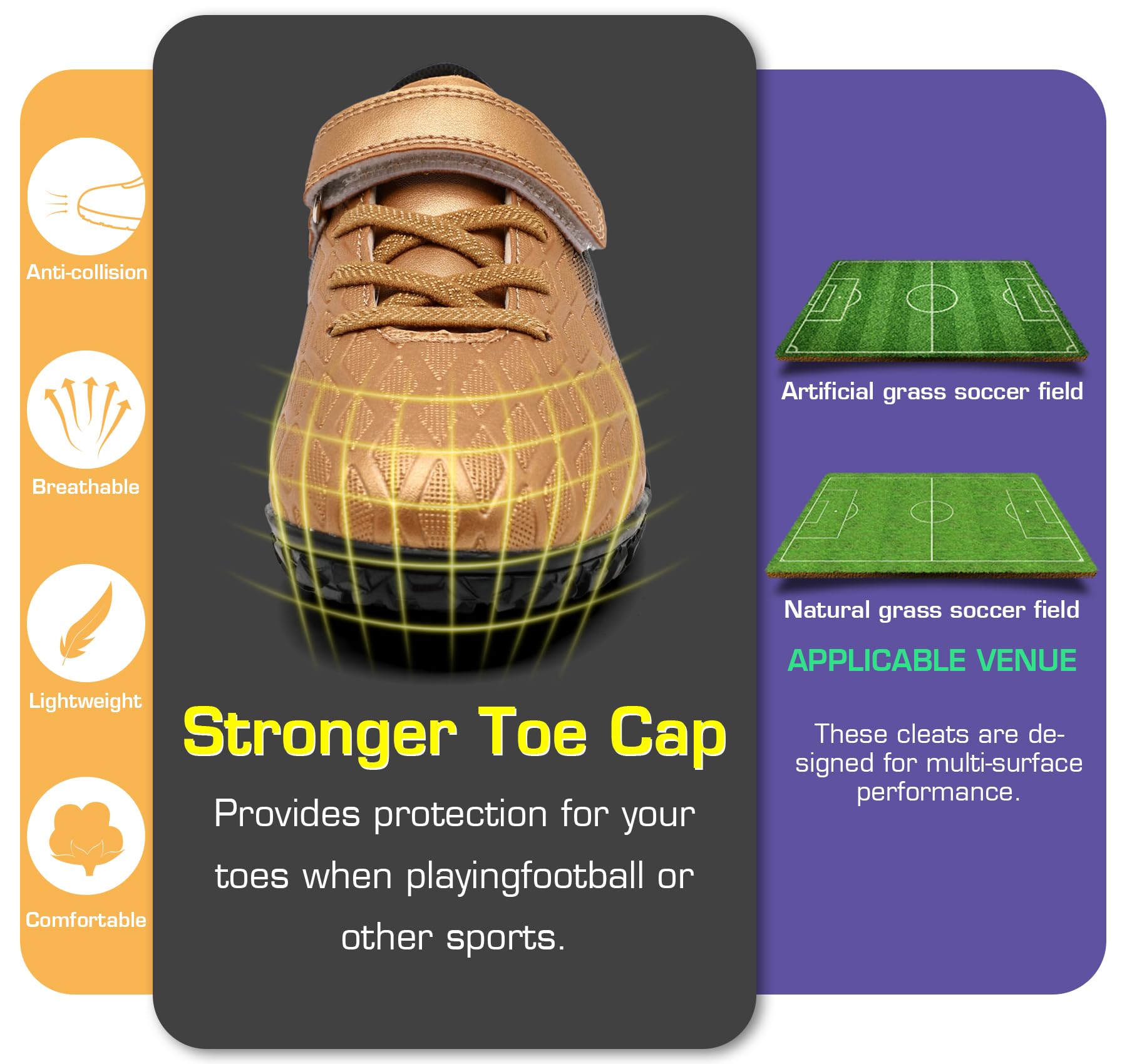 PiDaGlobal Scarpe da Calcio Bambini Ragazzi con Tacchetti Bassi Scarpe da Calcetto Futsal e Allenamento per Interno/Esterno - Antiscivolo Junior