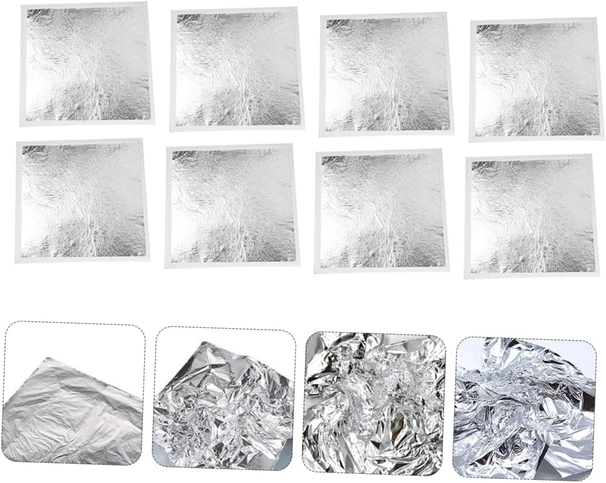 KAILIKETIY 600pcs Quality Foil Leaves Silver Edible Leaf for Sweets Decor Art Craft Gilding DIY Project Foil Embellishments
