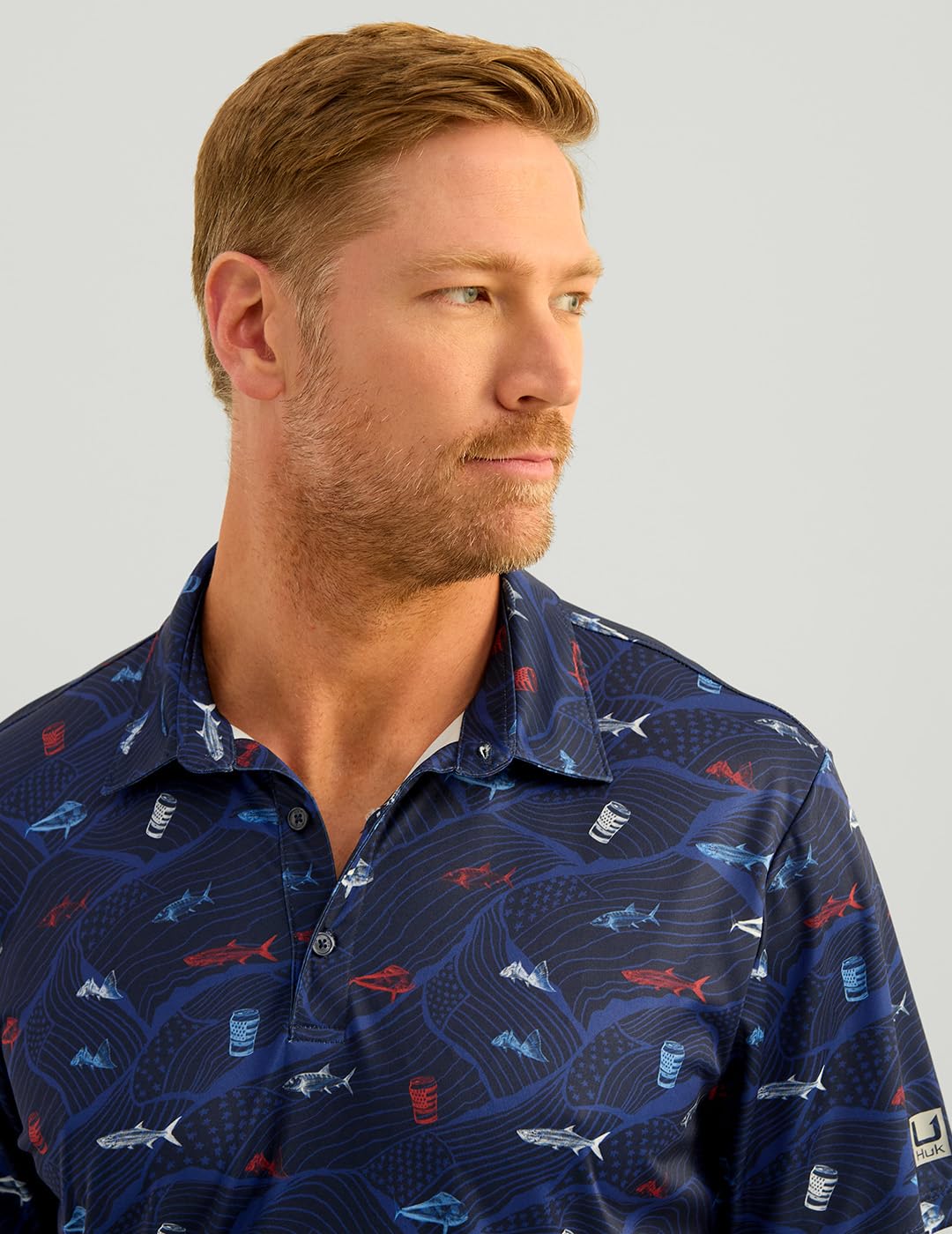 HUK Pursuit Pattern Polo, Performance Short Sleeve Polo Shirt H1200635 Uomo