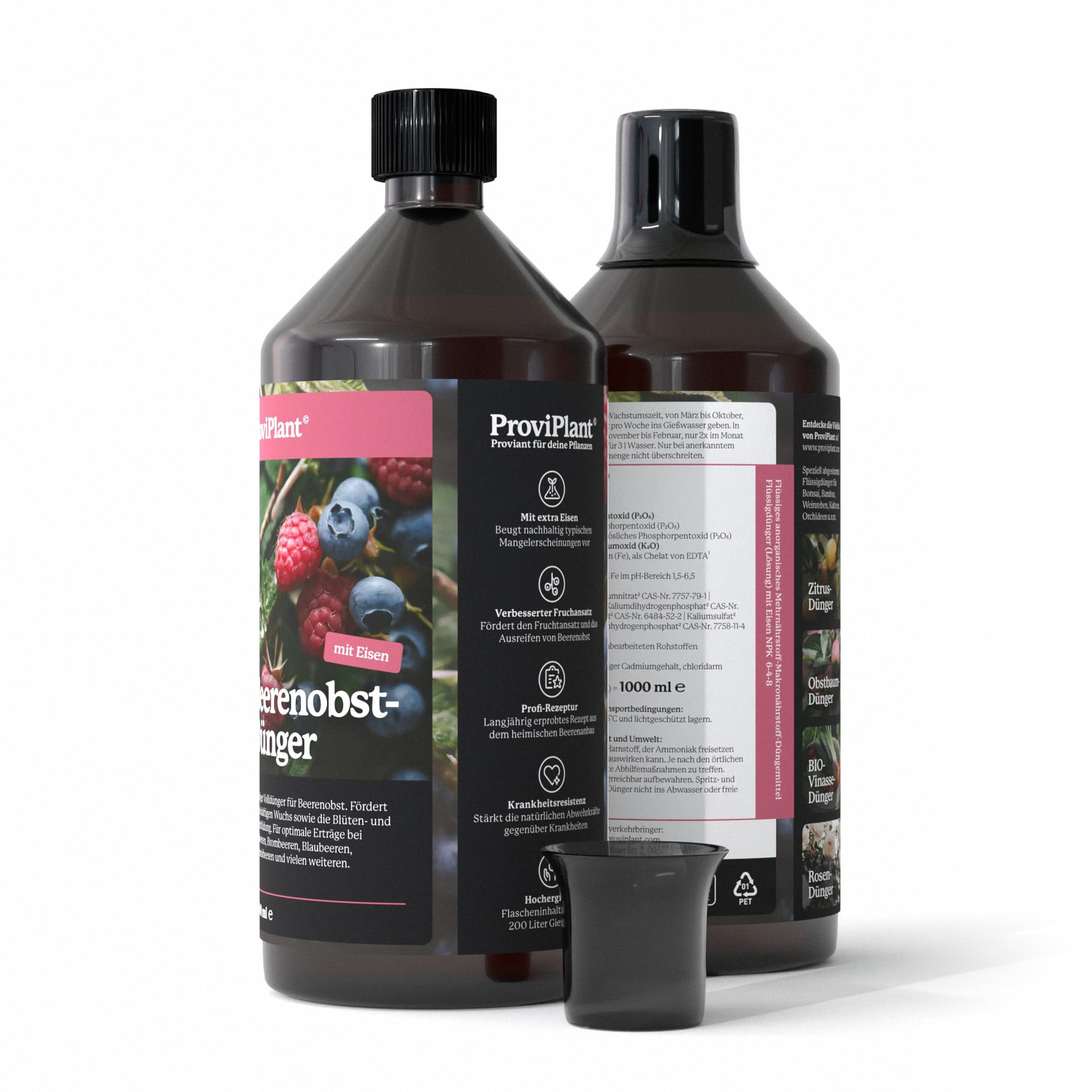 Fertilizzante liquido per frutta alle bacche – Per fragole, lamponi, mirtilli & Co – 1 litro concentrato per fino a 200 litri di acqua – Serra e aiuole – Made in Germany