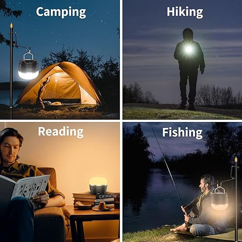 Miniatura 7 de Linterna LED recargable para campamento, luz de tienda de campaña de 1000 lm con 12 modos de iluminación RGB, banco de energía de 8000 mAh,