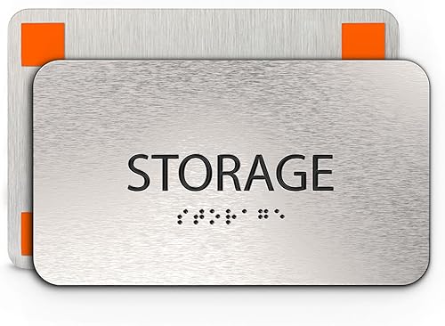 Miniatura 17 de Letrero de habitación de ascensor ADA para negocios - Letreros de oficina, aluminio plateado cepillado, a prueba de manipulación, cinta de montaje