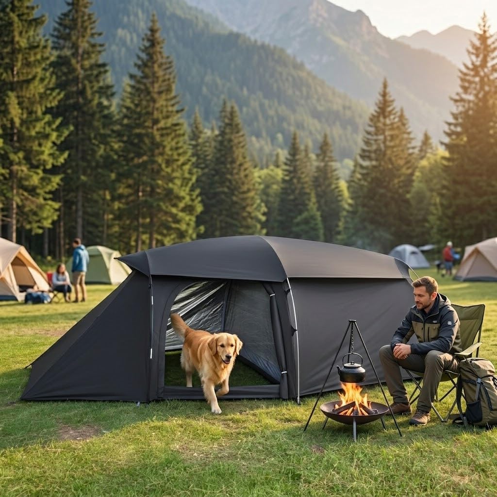 2-in-1 Family Pet Camping Tent with Dog Room
