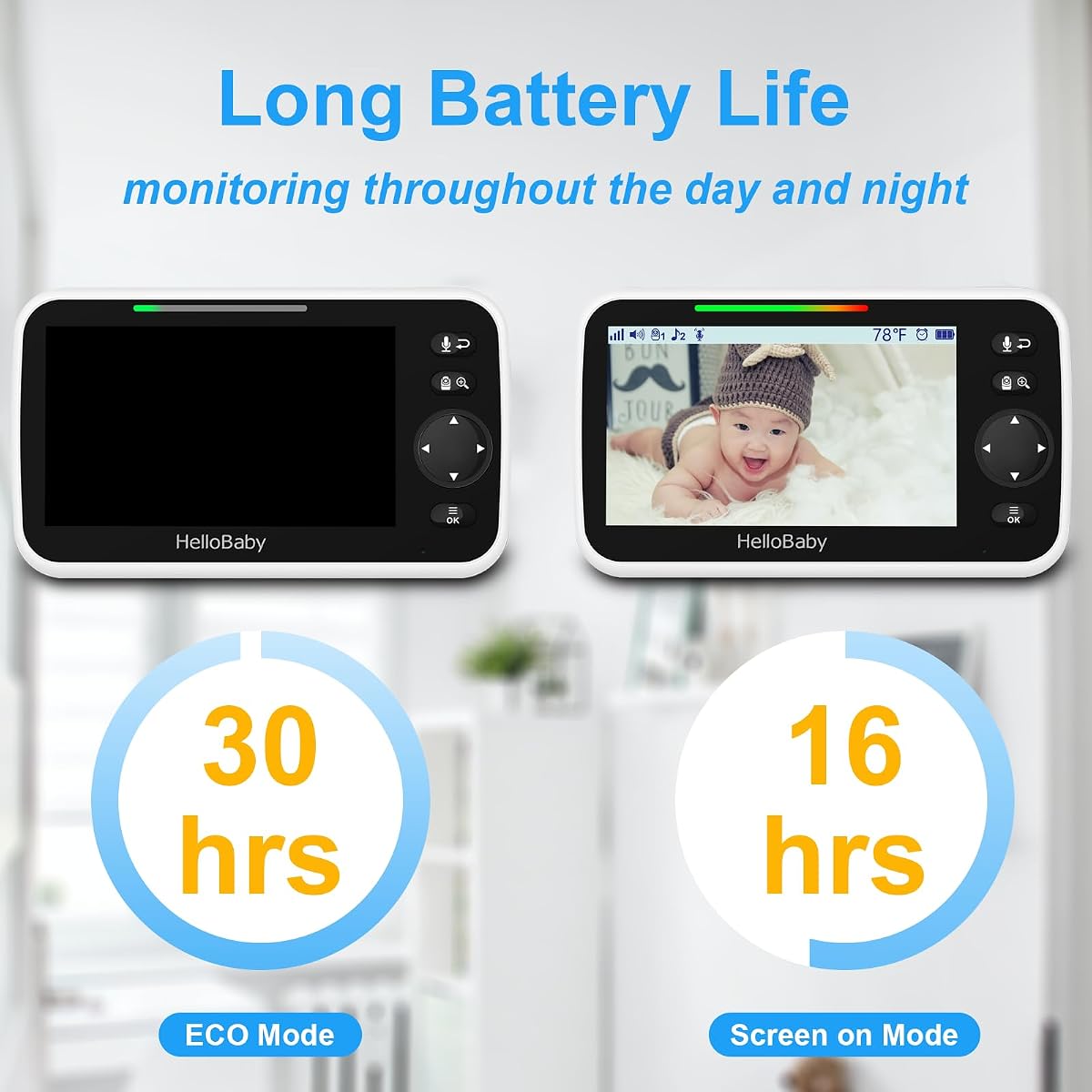 HelloBaby HB6550 5.0″ Baby Monitor Camera and Audio view 3