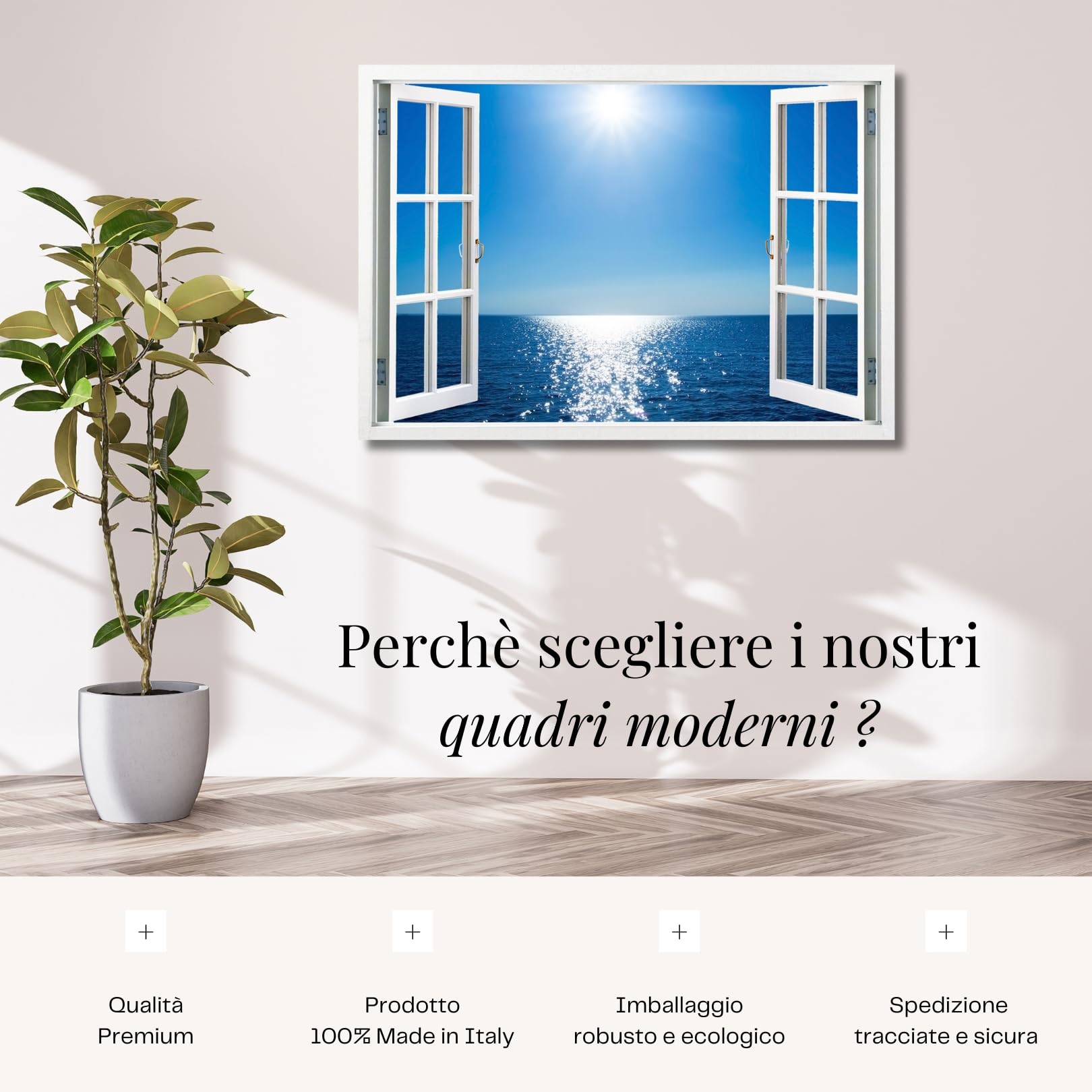 ConBlom Set di Stampe da Parete Quadri Moderni Spiaggia e mare, 3 Pezzi Premium