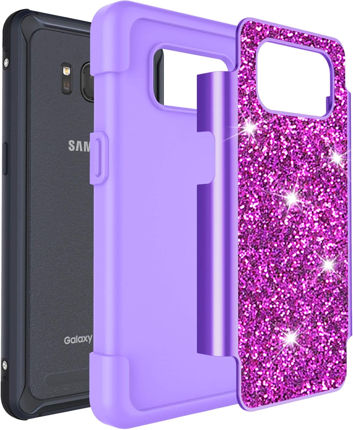 Galaxy S8 Active Case, S8 Active Case for Grils, Jeylly Glitter Luxury Crystal Dual Layer Shockproof Hard PC Soft TPU Inner Protector Case Cover for Samsung Galaxy S8 Active Sprint - Purple