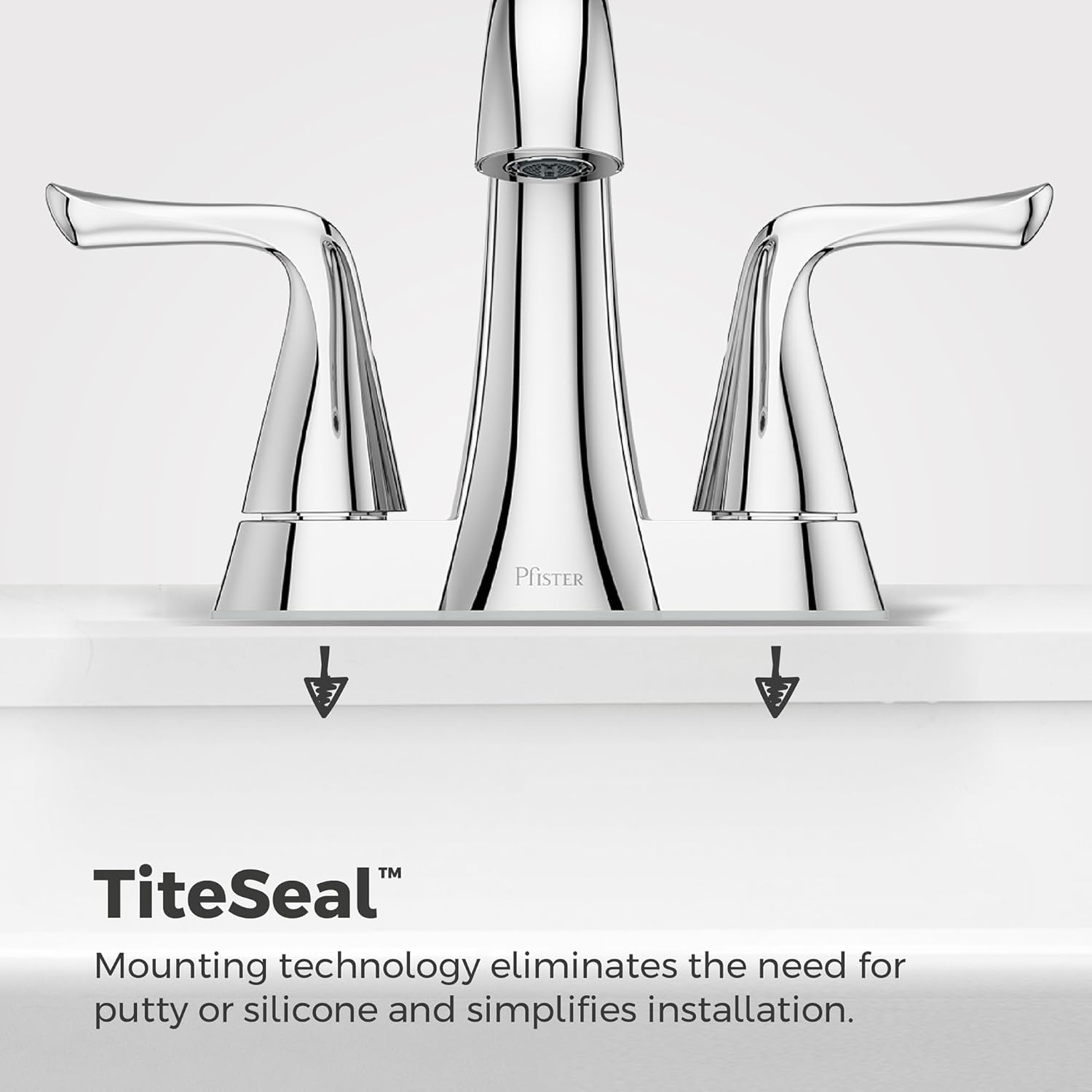 Pfister Willa Bathroom Sink Faucet 4 inch Centerset 2-Handle 3-Hole NSF Certified Polished Chrome Finish with Push & Seal Drain TiteSeal Mounting Technology LF048MALCC