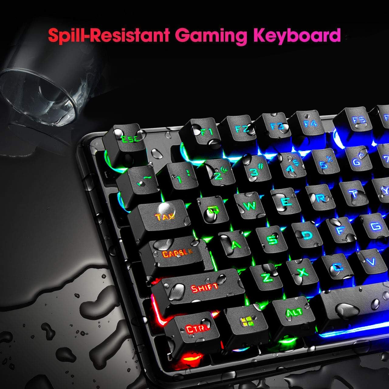 Rechargeable Keyboard and Mouse,Suspended Keycap Mechanical Feel Backlit Gaming Keyboard Mice Combo,Wireless 2.4G Drive Free,Adjustable Breathing Lamp,Anti-ghosting,4800 mAh Battery for Laptop Pc Mac