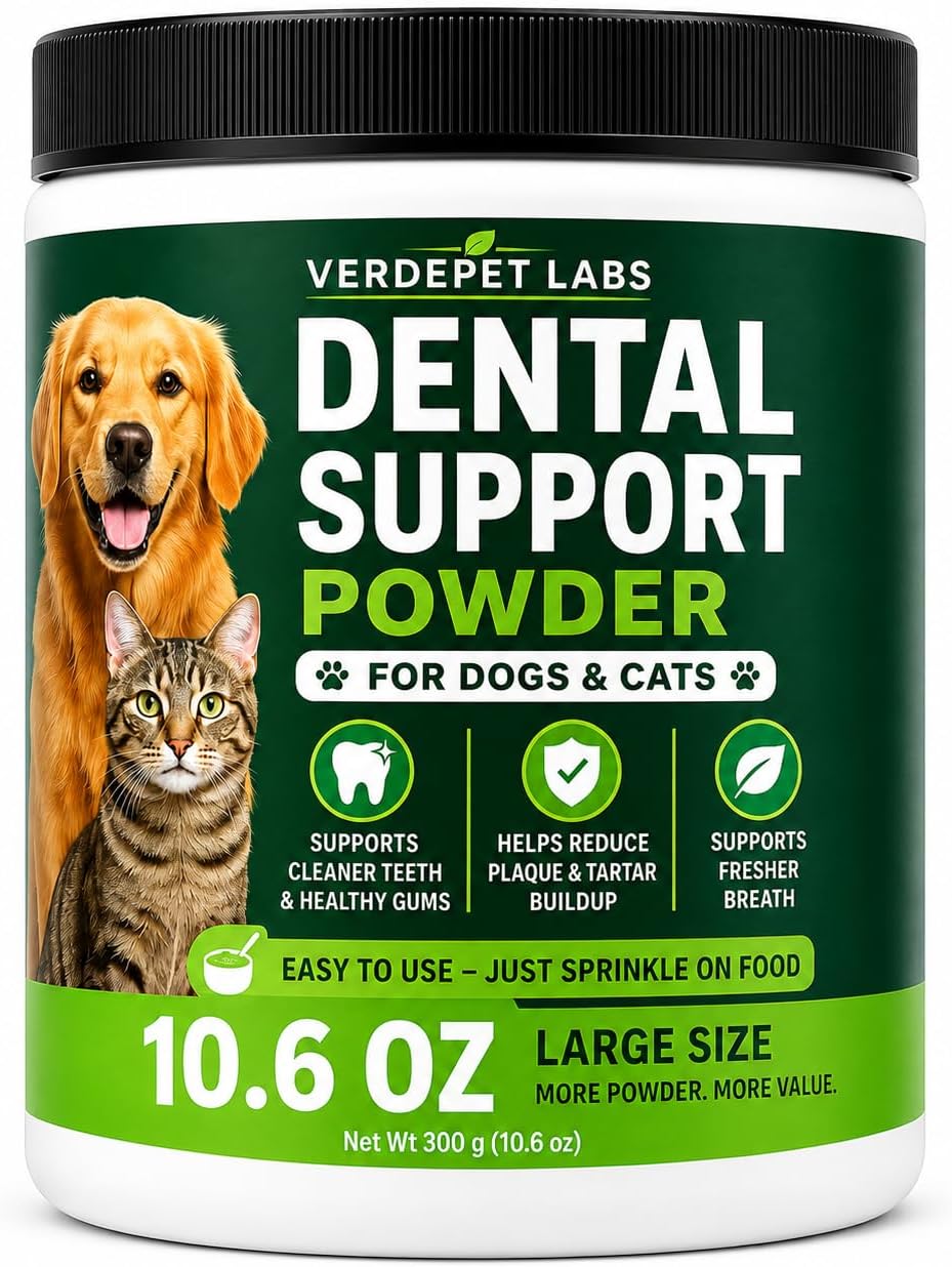 Dog Dental Powder for Plaque & Tartar Control, Fresh Breath, 10.6 oz