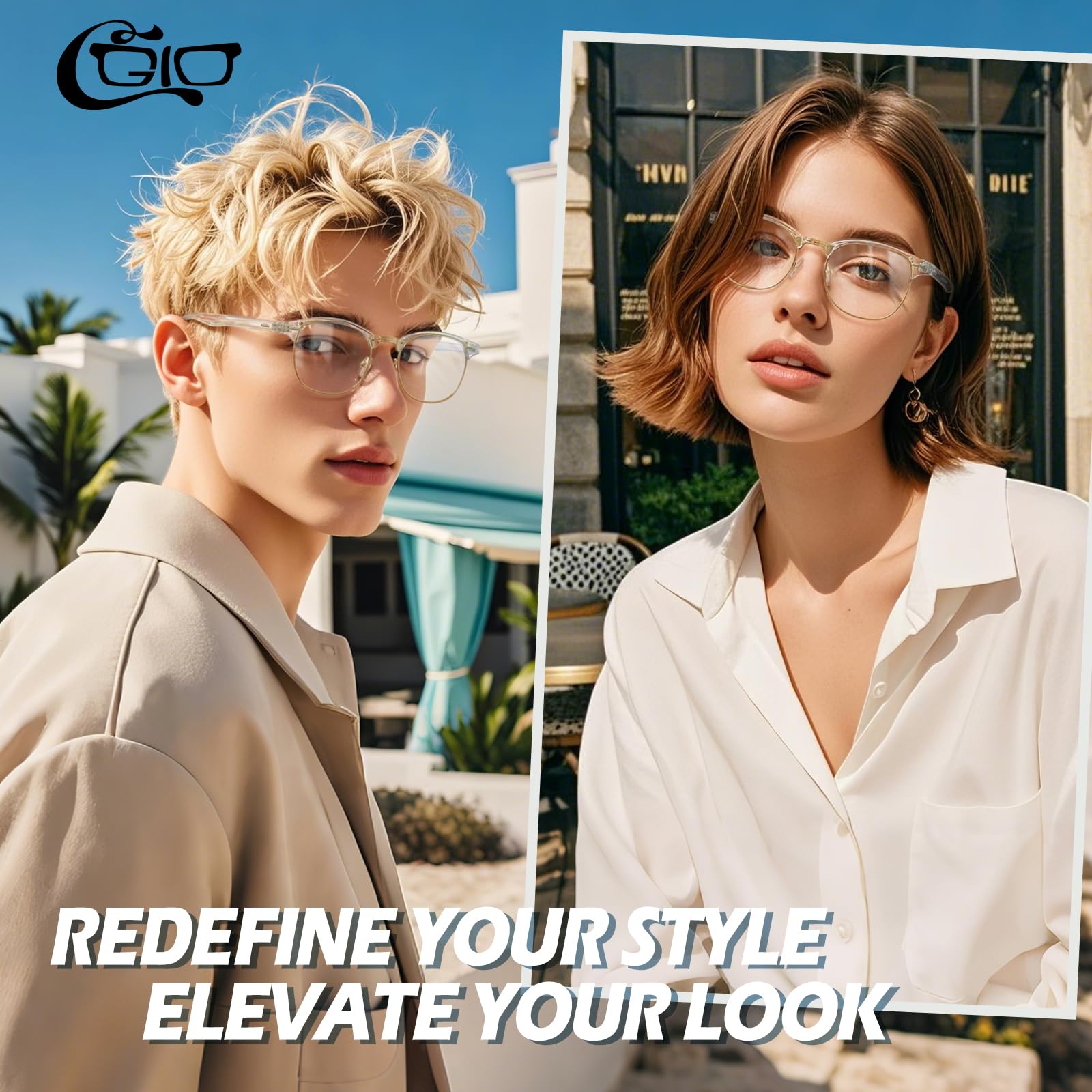 Happy Store CN56 Vintage Inspired Classic Horn Rimmed Half Frame Nerd UV400 Clear Lens Glasses