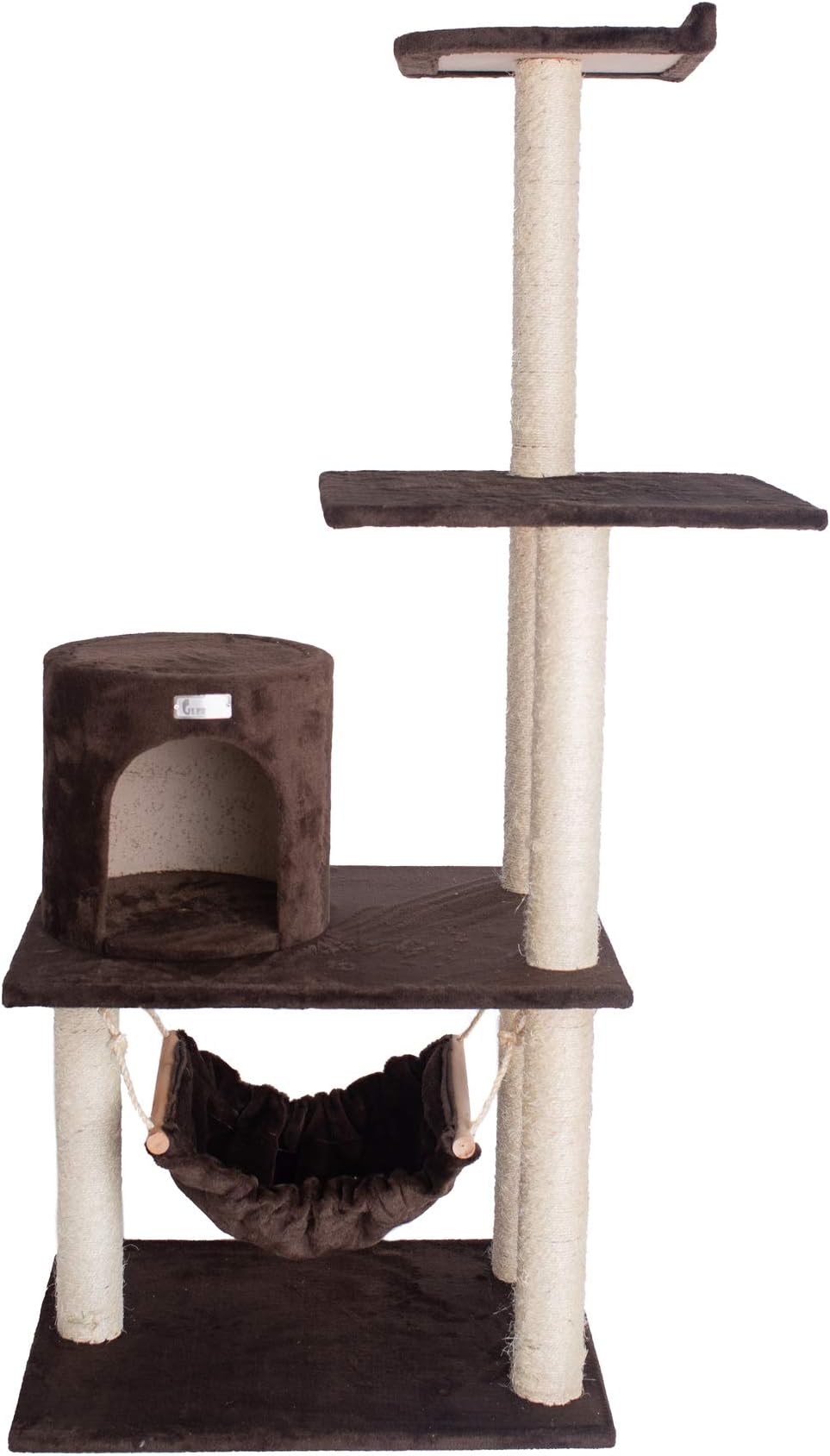 GleePet GP78590223 Cat Tree with Hammock, 59-Inch, Coffee Brown